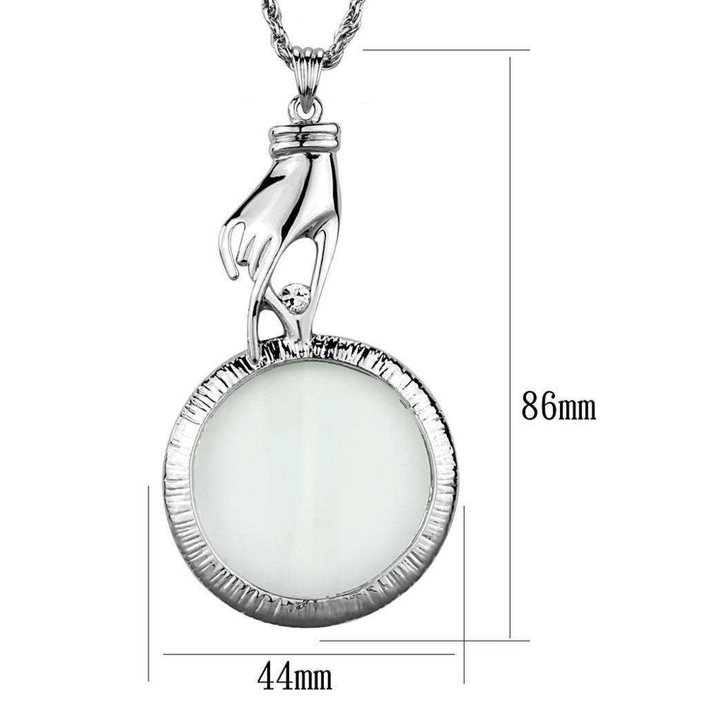 Alamode Rhodium Brass Magnifier pendant with Top Grade Crystal in Clear - Alamode - Flyclothing LLC