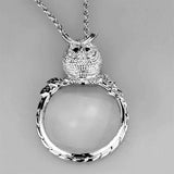 Alamode Rhodium Brass Magnifier pendant with Top Grade Crystal in Clear - Alamode - Flyclothing LLC