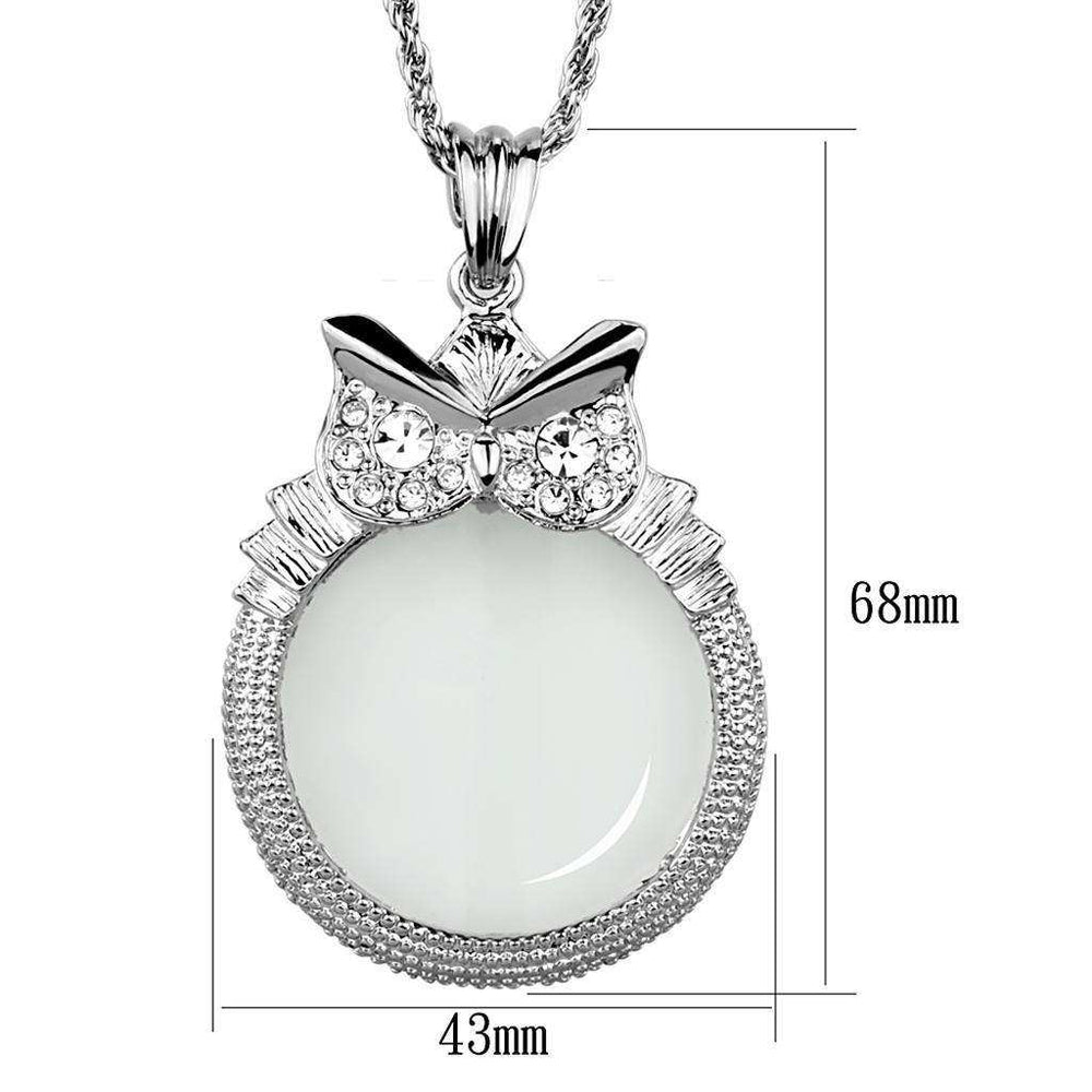 Alamode Rhodium Brass Magnifier pendant with Top Grade Crystal in Clear - Alamode - Flyclothing LLC