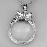 Alamode Rhodium Brass Magnifier pendant with Top Grade Crystal in Clear - Alamode - Flyclothing LLC