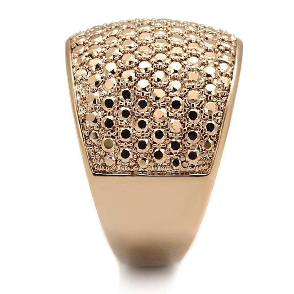 Alamode IP Rose Gold(Ion Plating) Brass Ring with AAA Grade CZ in Metallic Light Gold - Alamode - Flyclothing LLC