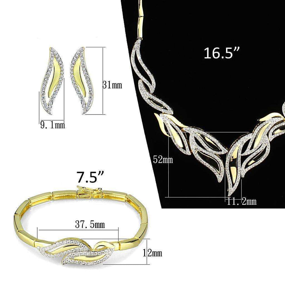 Alamode Gold+Rhodium Brass Jewelry Sets with AAA Grade CZ in Clear - Alamode - Flyclothing LLC