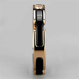 Alamode IP Rose Gold(Ion Plating) Stainless Steel Ring with Ceramic in Jet - Alamode - Flyclothing LLC