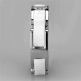 Alamode High polished (no plating) Stainless Steel Ring with Ceramic in White - Alamode - Flyclothing LLC