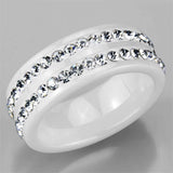 Alamode High polished (no plating) Stainless Steel Ring with Ceramic in White - Alamode - Flyclothing LLC
