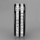 Alamode High polished (no plating) Stainless Steel Ring with Ceramic in Jet - Alamode - Flyclothing LLC