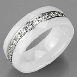 Alamode High polished (no plating) Stainless Steel Ring with Ceramic in White - Alamode - Flyclothing LLC