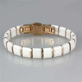 Alamode IP Rose Gold(Ion Plating) Stainless Steel Bracelet with Ceramic in White - Alamode - Flyclothing LLC