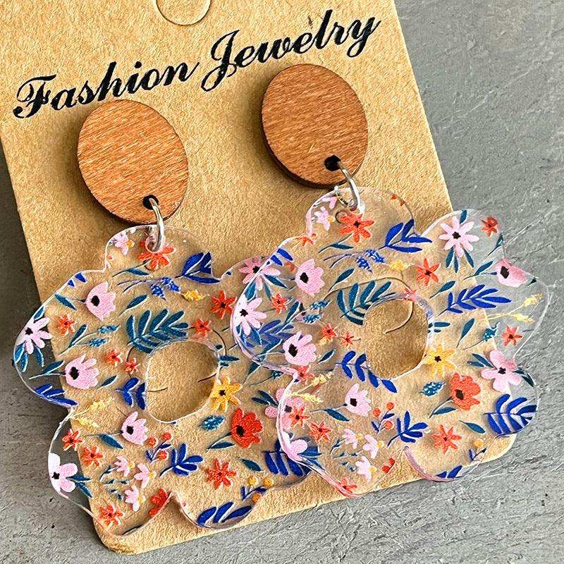 Flower Shape Acrylic Dangle Earrings - Trendsi - Flyclothing LLC