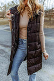 Longline Hooded Sleeveless Puffer Vest - Trendsi - Flyclothing LLC