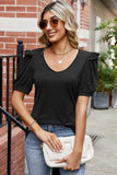Round Neck Ruffle Trim Short Sleeve T-Shirt - Trendsi - Flyclothing LLC