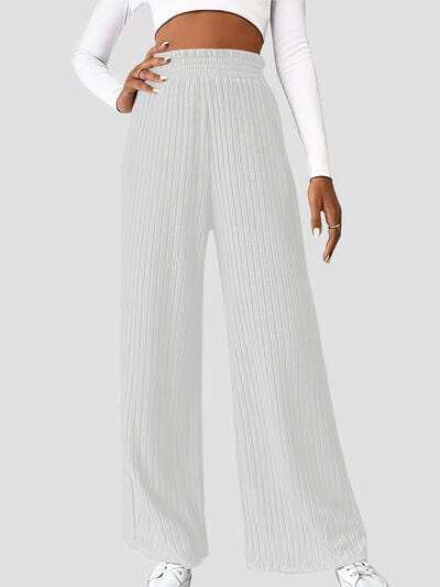 Ribbed High Waist Pants - Trendsi - Flyclothing LLC