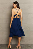 Tie Back Spaghetti Strap Pleated Dress - Trendsi - Flyclothing LLC
