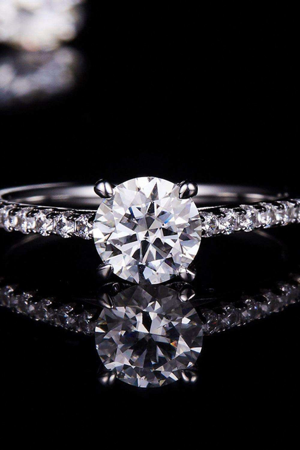 1 Carat Moissanite 925 Sterling Silver Side Stone Ring - Trendsi - Flyclothing LLC