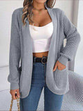 Open Front Long Sleeve Cardigan with Pockets - Trendsi - Flyclothing LLC