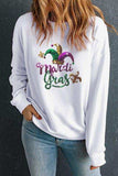 MARDI GRAS Sequin Round Neck Sweatshirt - Trendsi - Flyclothing LLC