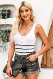 Striped Scoop Neck Buttoned Tank - Trendsi - Flyclothing LLC