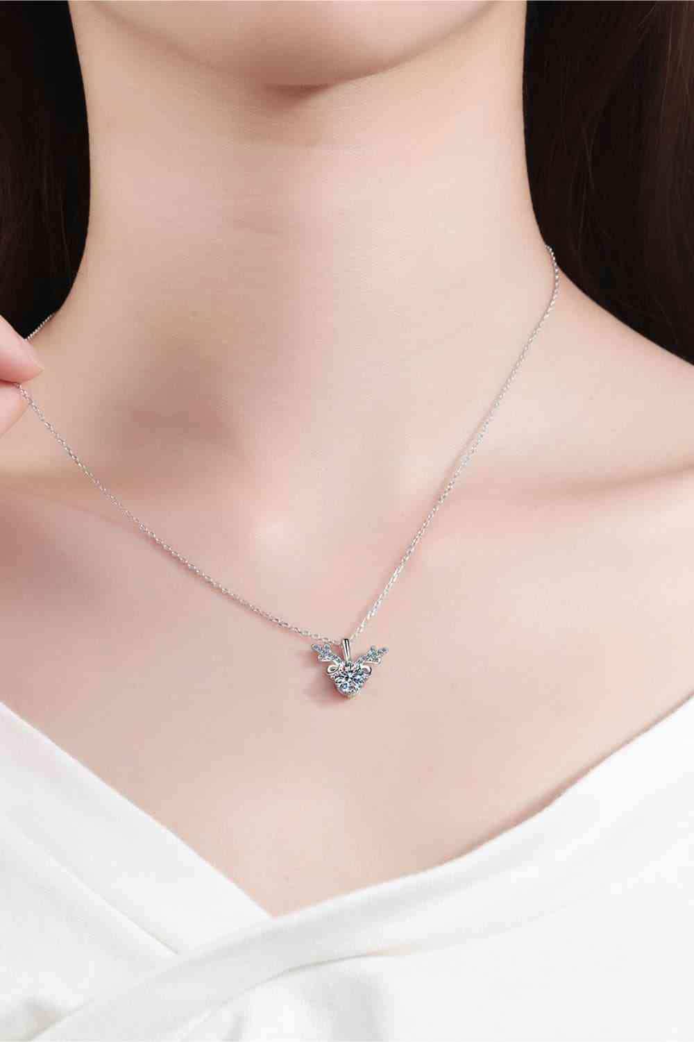 1 Carat Moissanite 925 Sterling Silver Necklace - Trendsi - Flyclothing LLC