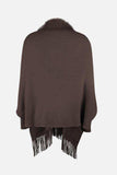 Fringe Open Front Long Sleeve Poncho - Trendsi - Flyclothing LLC