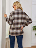 Plaid Collared Shirt Jacket - Trendsi - Flyclothing LLC