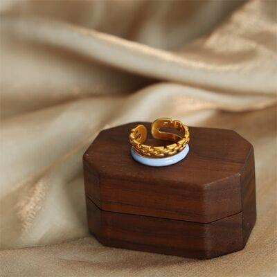 Enamel 18K Gold-Plated Open Ring - Trendsi - Flyclothing LLC