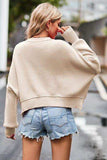 Round Neck Drop Shoulder Long Sleeve Sweater - Trendsi - Flyclothing LLC
