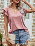 Layered Flutter Sleeve V-Neck Top - Trendsi - Flyclothing LLC