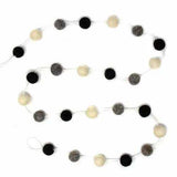 Hand Crafted Felt from Nepal: Pom Pom Garlands, White/Black/Gray - Global Groove Direct - Flyclothing LLC