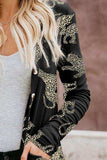 Animal Pattern Ribbed Button Up Long Sleeve Cardigan - Trendsi - Flyclothing LLC