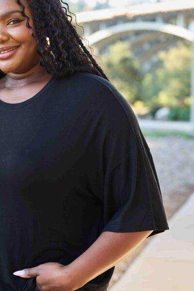 Basic Bae Full Size Round Neck Drop Shoulder T-Shirt - Trendsi - Flyclothing LLC