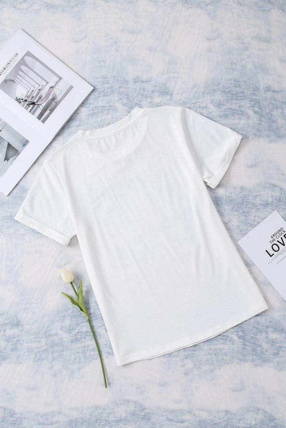 Leopard Floral Graphic Round Neck Tee - Trendsi - Flyclothing LLC