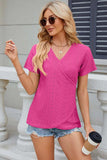 Eyelet Surplice Short Sleeve T-Shirt - Trendsi - Flyclothing LLC