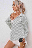 Full Size Striped Collared Top - Trendsi - Flyclothing LLC
