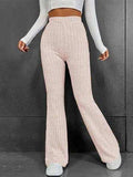 Ribbed High Waist Bootcut Pants - Trendsi - Flyclothing LLC