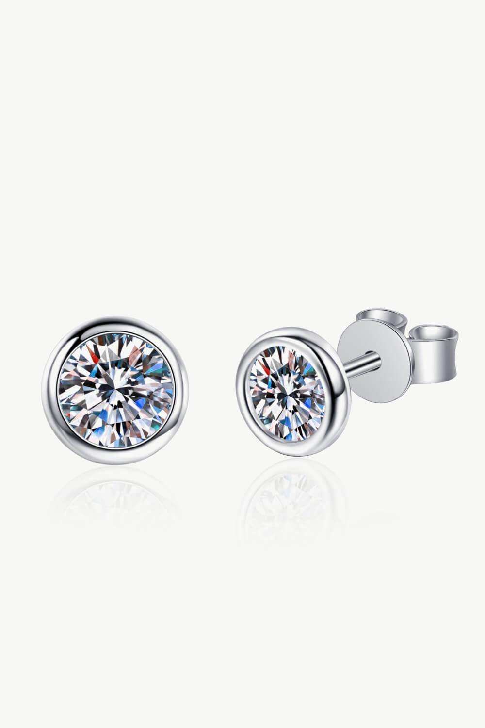 Inlaid 1 Carat Moissanite Stud Earrings - Trendsi - Flyclothing LLC