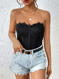 Strapless Sweetheart Neck Bodysuit - Trendsi - Flyclothing LLC