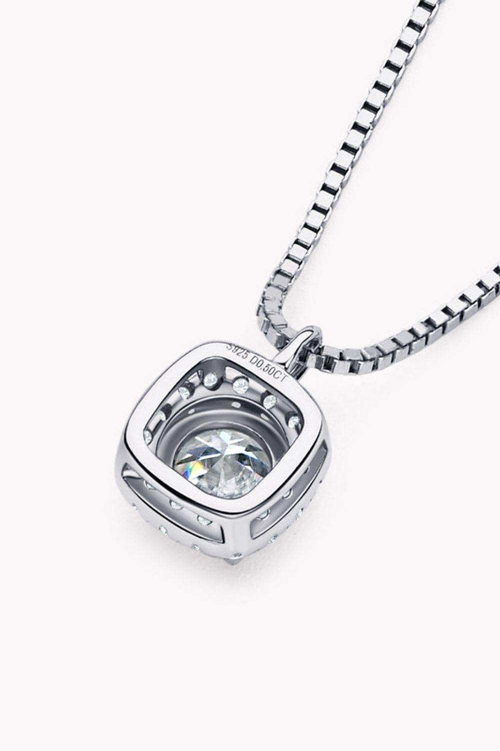 Moissanite Pendant Platinum-Plated Necklace - Trendsi - Flyclothing LLC