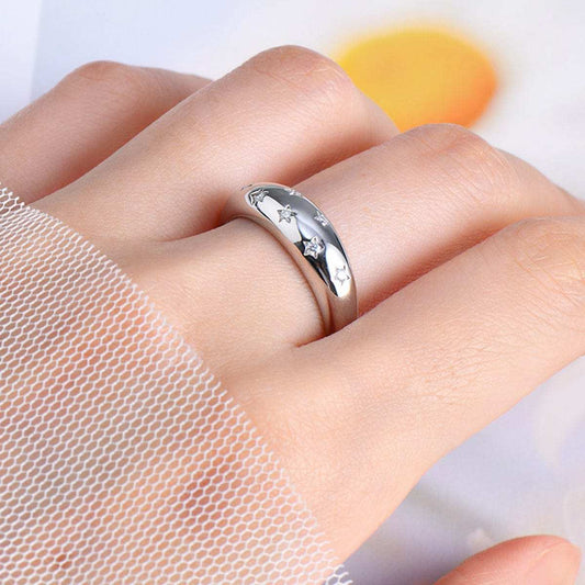 925 Sterling Silver Inlaid Moissanite Star Ring - Trendsi - Flyclothing LLC