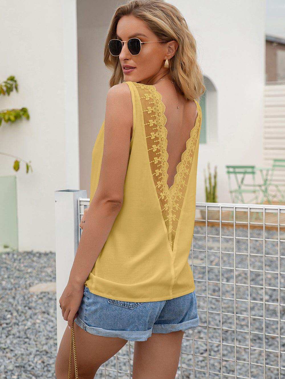 Cutout V-Neck Tank Top - Trendsi - Flyclothing LLC
