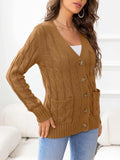 Button Down Cable-Knit Cardigan - Trendsi - Flyclothing LLC