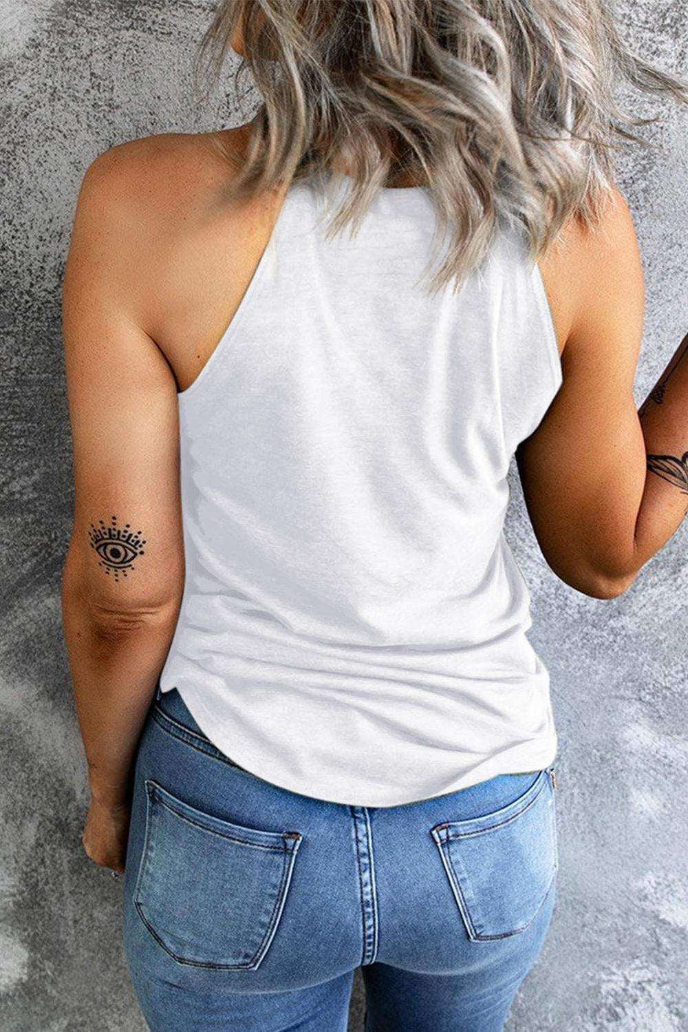 Floral Graphic Grecian Neck Tank - Trendsi - Flyclothing LLC