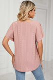 Eyelet Tie Neck Flutter Sleeve Blouse - Trendsi - Flyclothing LLC
