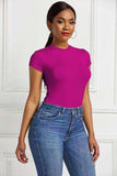 Round Neck Short Sleeve Bodysuit - Trendsi - Flyclothing LLC