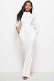 Mock Neck Tie-Waist Half Sleeve Jumpsuit - Trendsi - Flyclothing LLC