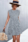 Leopard Round Neck Mini Dress - Trendsi - Flyclothing LLC