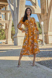 Double Take Full Size Floral Tie Back Flounce Sleeve Dress - Trendsi - Flyclothing LLC