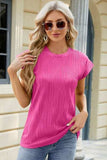 Round Neck Cap Sleeve T-Shirt - Trendsi - Flyclothing LLC