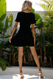 Round Neck Short Sleeve Mini A-Line Dress - Trendsi - Flyclothing LLC