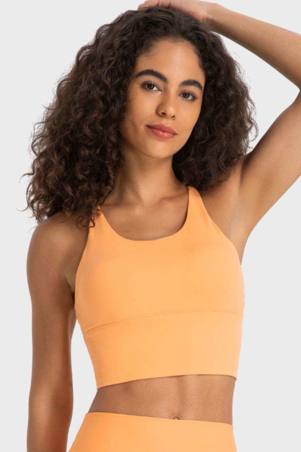Crisscross Back Ladder Detail Sports Bra - Trendsi - Flyclothing LLC
