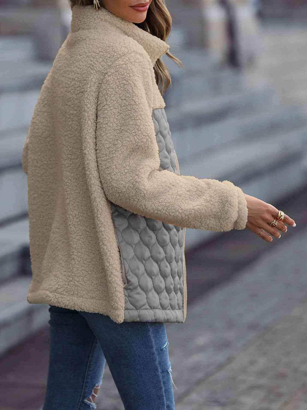 Leopard Color Block Zip-Up Jacket - Trendsi - Flyclothing LLC